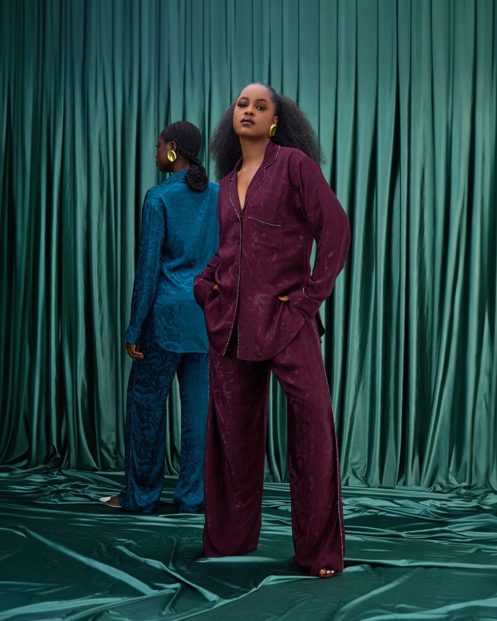 LUMI CRYSTAL-EMBELLISHED PJ SET (Aubergine)