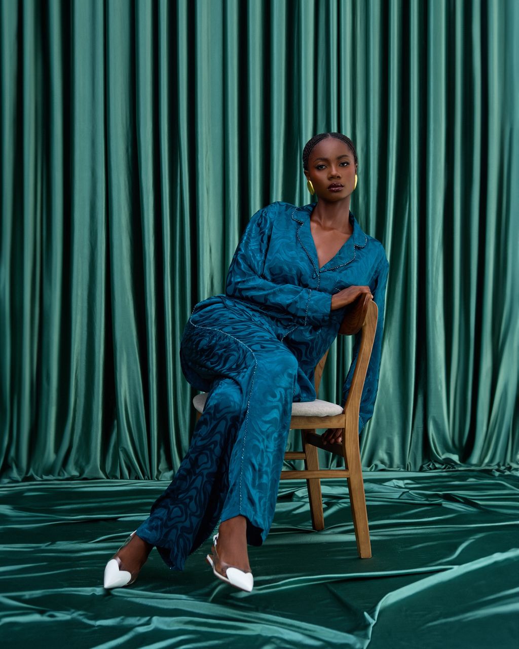 LUMI CRYSTAL-EMBELLISHED PJ SET (Teal)